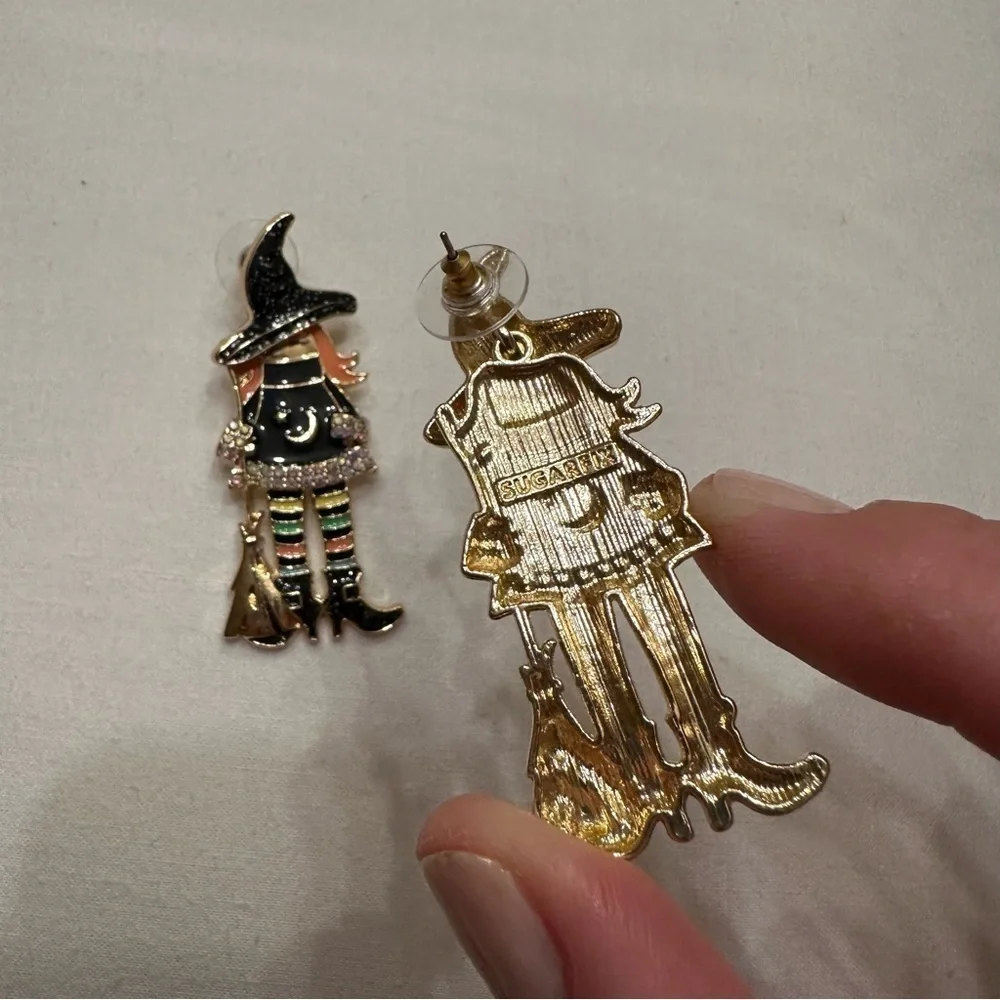 BaubleBar Witch Halloween Earrings Sparkly Rhinestone Statement Drop